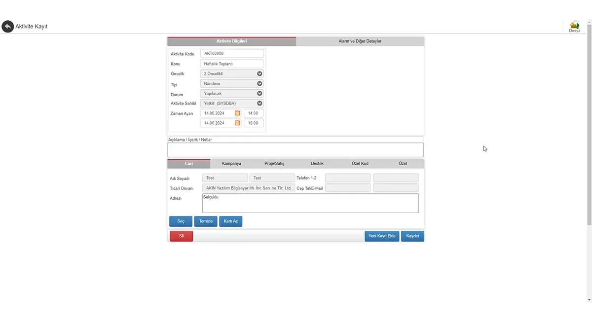 WebConnect AKINSOFT program görünümü